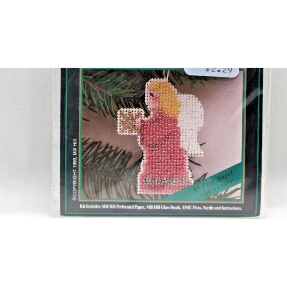 VTG Angel Counted Glass Bead Ornament Kit Christmas Angel NEW 1990 Mill Hill - Picture 2 of 5